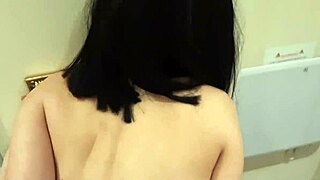 A house party with bathroom sex: A girl takes risky unprotected intercourse and gives a quick oral sex to a stranger