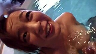 hot japanese babe with big tits sucking and banging in pool