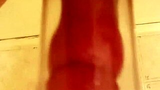 Straight european man intensely pumps his penis using a tube