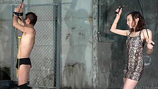 Japanese femdom risa canes her slave intensely