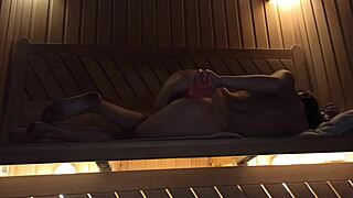 Overwhelmed by Her Perfect Body Squirting with Pink Dildo in Sauna