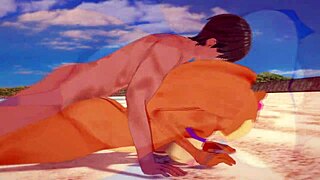 Sandy Cheeks gets creampied on the beach, wow