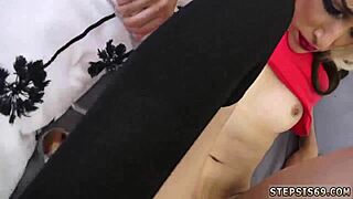 Natural teen 18+ HD suspended step sis gets a blowjob!