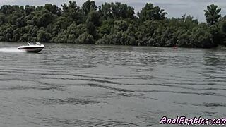 Bent over babe gets anally pounded in doggystyle outdoors. Glamour amateurs bang her hard.