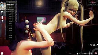 Passionate Lesbian Touch Between Marie Rose and Nyotengu