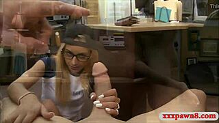 Babe with glasses says, 'Blowjob first, then get boned by the pawn man.'