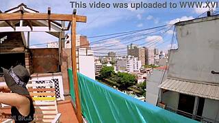 threesome on the terrace with belle amore and aprilbigass