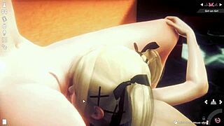 Passionate Lesbian Touch Between Marie Rose and Nyotengu