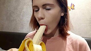 Casey Ven Teen Blowjob with Banana in Russian Redhead Action. Raw Outdoor Food Play Gets Wild and Messy.