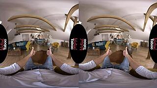 does this croatian brunette split on his shaved cock in virtual taboo?