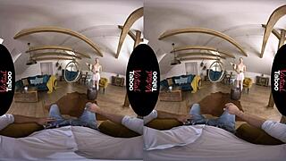 does this croatian brunette split on his shaved cock in virtual taboo?