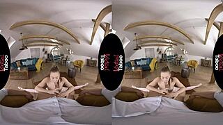 does this croatian brunette split on his shaved cock in virtual taboo?