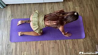 i fucked that gorgeous tanned brunette babe after yoga stretching her ass in doggystyle