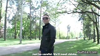 Watch her twat and anal get reamed, he says.