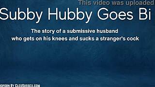 Feeling the thrill as the submissive husband sucks big cocks in a threesome.