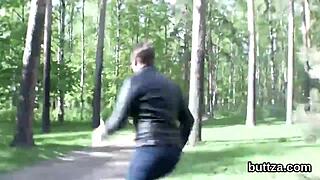 Watch her twat and anal get reamed, he says.