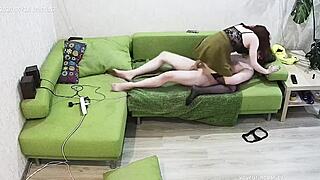 Young brunette babe sucks and fucks monster cock 😏