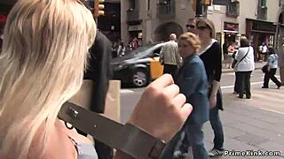 Spanish blonde exposed in public bondage?