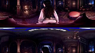 Curly haired babe Lacy Channing bends over in Victorian mansion