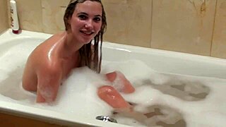 hot girl take shower and bathes slowly