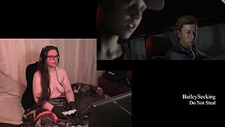 A fat bbw with tattoo and piercing goes naked playing the quarry part 1.