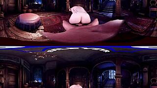 Curly haired babe Lacy Channing bends over in Victorian mansion