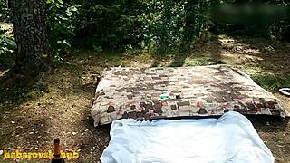 adorable beauty in stockings gets a wild outdoor creampie