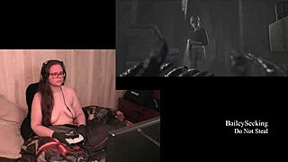 A fat bbw with tattoo and piercing goes naked playing the quarry part 1.