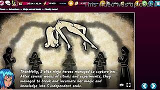 Ninja bent over for deepthroat blowbang