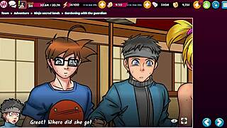 Ninja bent over for deepthroat blowbang