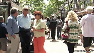 Spanish blonde exposed in public bondage?