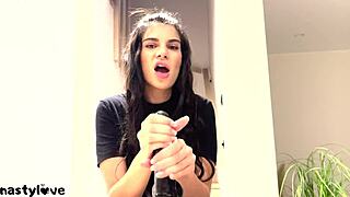 i'm a hot teen giving joi with dirty talk while sucking big black dildo