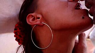 spanish hot girl gives an awesome blowjob outside on the rooftop