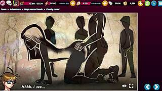 Ninja bent over for deepthroat blowbang