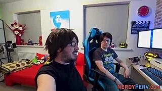 Yorkshire geek gets tricked into riding dick for the first time?