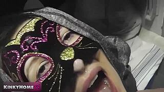 Blonde teen babe in homemade bdsm slave fetish gets epic cumshot