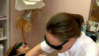 Ritafox gets laser hair removal and flashing her dream ass and trimmed pussy