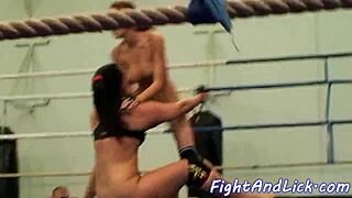 busty babes wrestling naked in the ring, so tempting