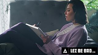 Lez Be Bad - Erotic writer Casey Calvert swaps rough doggystyle with Kira Noir using strap-ons.