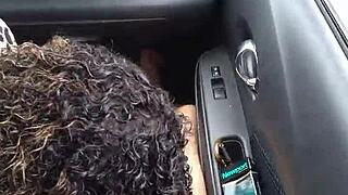 In the drive-thru covid testing line, she gives a blowjob to the tester while others wait.