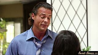 young latina seduced and doggystyled by her eager stepdad in a taboo tale