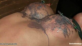 So, this busty lesbian gets bound and whipped in the dungeon.