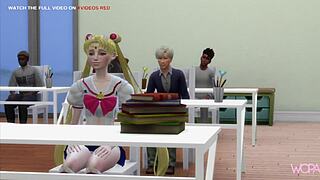A humiliating threesome with two men with Sailor Moon