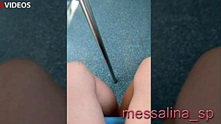 Messalina, this Latina milf, flashes her wet shaved pussy to a stranger in the subway! 😲