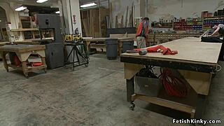 ebony slave bound and dominated in public store