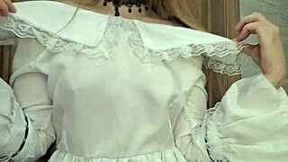 Doll dressed in delicate lace and stockings for steamy action.