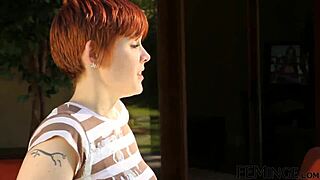 Redhead Lesbian Gets Pussy Licked by Brunette in Group Scene