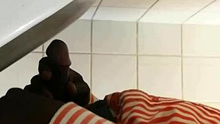 check out this black gay guy stroking at the urinal! 😏