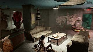 Futanari hentai video fornication in the apocalyptic environment of Fallout 4 game
