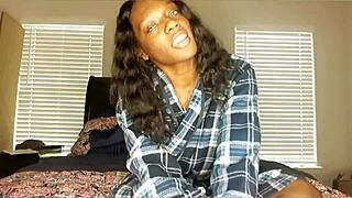 Missing my ebony girlfriend so much, jerking off to her big tits with her hot instructions